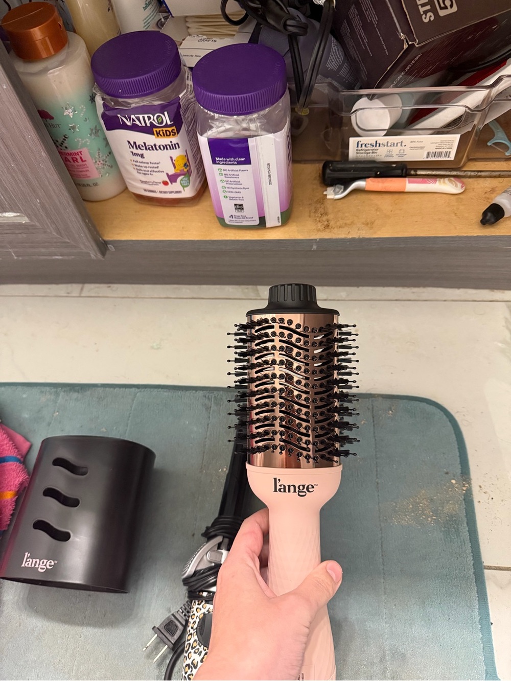Lange Pink and Rose Gold Round Ceramic Hot Air Brush